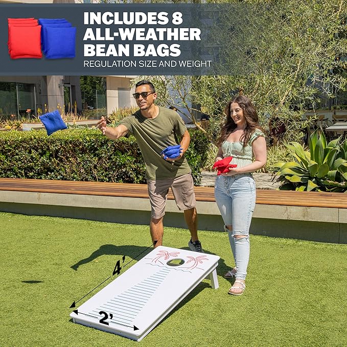 GoSports 4 x 2 ft Resort Collection All Weather Cornhole Boards - Choose Rustic, Beach, White DIY