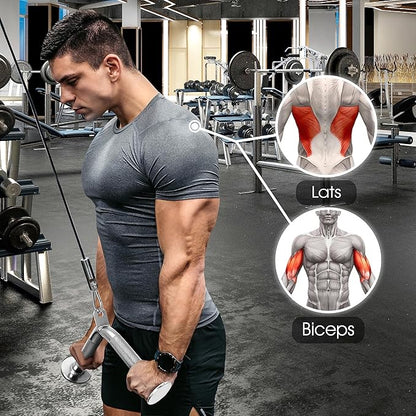 Yes4All Tricep Press Down Cable Machine Attachment Set, LAT Pulldown Attachment, Cable Machine