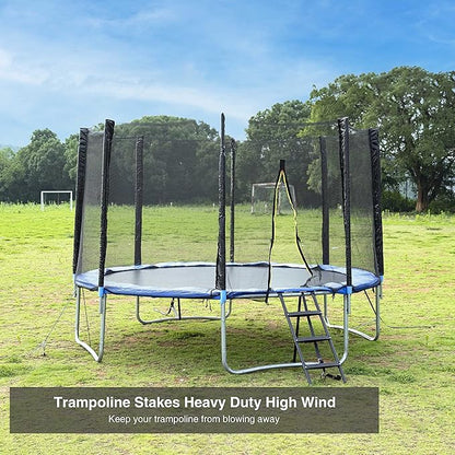 Trampoline Stakes Heavy Duty Strong and Galvanized Steel Corkscrew High Wind Anchor Kit for