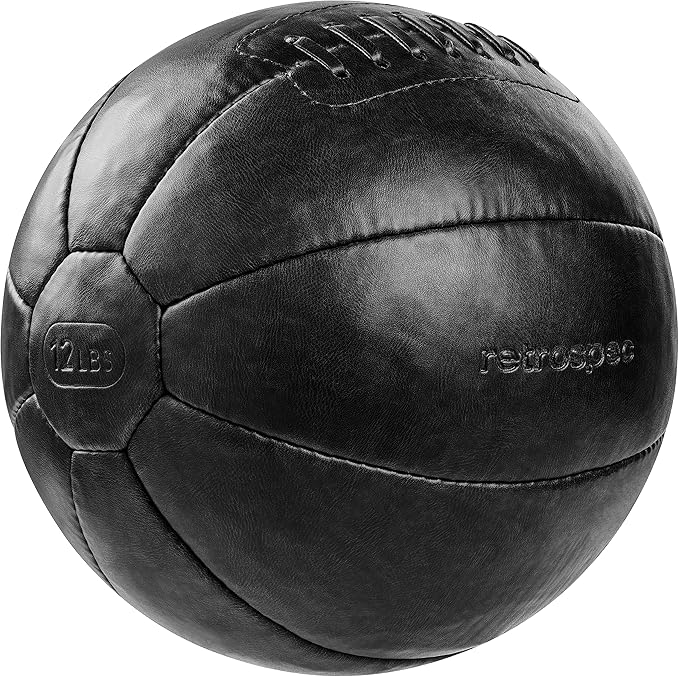 Core Weighted Medicine Ball 4, 6, 8, 10, 12, 14, 16, 20, 25, 30 lbs, Soft Touch Vegan Leather with