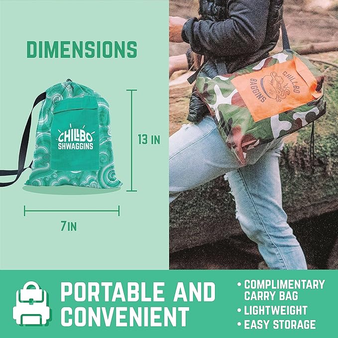 Chillbo Shwaggins Inflatable Couch – No-Pump Setup, Ripstop Polyester, Stability Pegs, Fun Prints