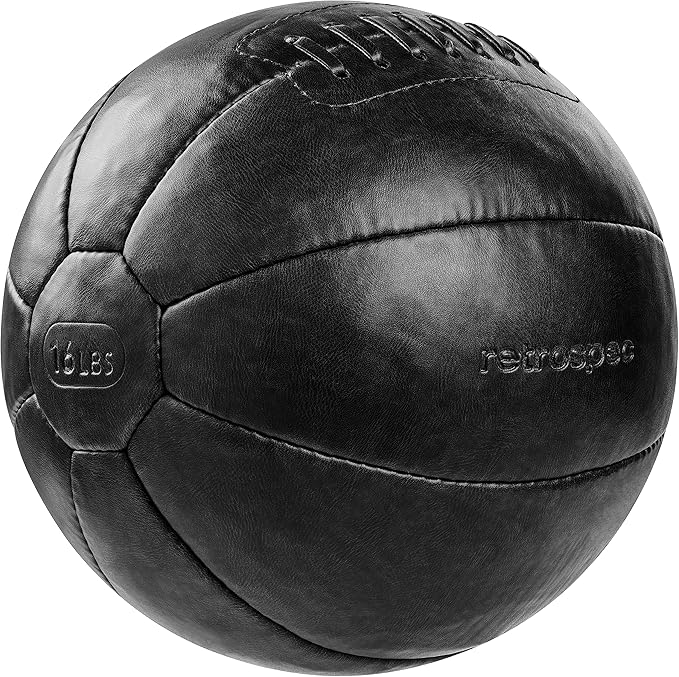 Core Weighted Medicine Ball 4, 6, 8, 10, 12, 14, 16, 20, 25, 30 lbs, Soft Touch Vegan Leather with
