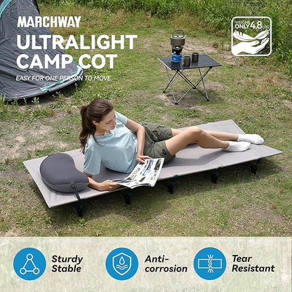 MARCHWAY Ultralight Folding Tent Camping Cot Bed, Portable Compact for Outdoor Travel, Base Camp