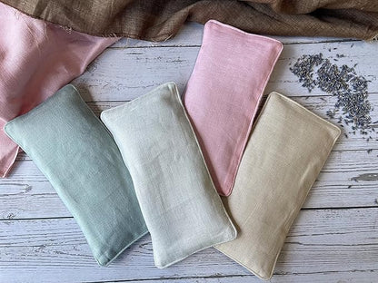 Organic Linen Eye Pillow - Lavender & Flaxseed for Relaxation, Yoga, Stress Relief - Microwavable