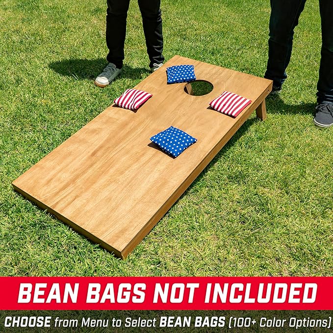 GoSports 4 ft x 2 ft Regulation Size Wooden Cornhole Boards Set - Includes Carrying Case - Full
