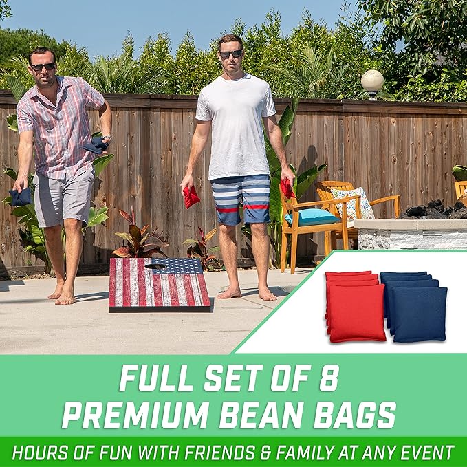 GoSports Portable Cornhole Sets, 8 Styles – Choose 4 x 2 ft or 3 x 2 ft - Boards Include 8 Bean