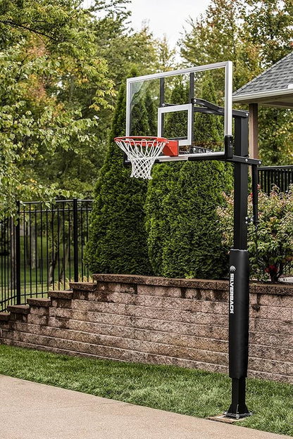 Silverback In-Ground Basketball Hoops, Adjustable Height Tempered Glass Backboard and Pro-Style Flex Rim. - Multiple Styles Available