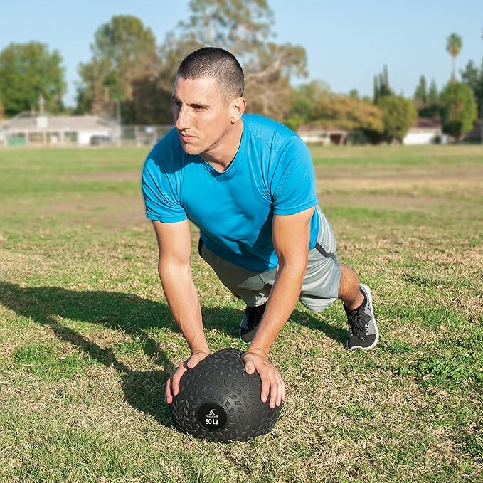 ProsourceFit Slam Medicine Balls 5, 10, 15, 20, 25, 30, 50lbs Smooth and Tread Textured Grip Dead