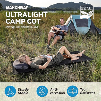 MARCHWAY Ultralight Folding Tent Camping Cot Bed, Portable Compact for Outdoor Travel, Base Camp