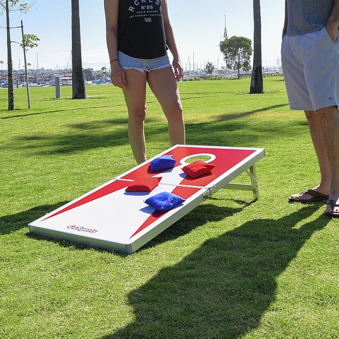 GoSports 4 x 2 ft Aluminum Cornhole Game Sets – Choose LED Lights or Standard - Set Includes 2