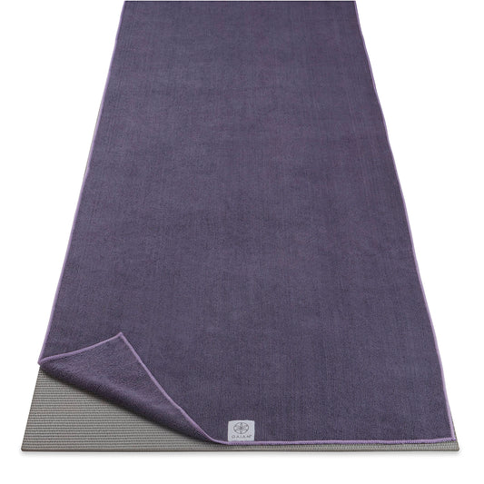Gaiam Yoga Mat Towel, Non-Slip Microfiber, Hot Yoga (Heron Lilac)