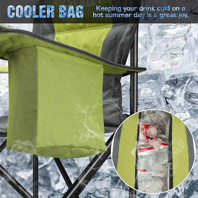 VILLEY Camping Chair, Oversized Folding Camp Chair, Portable Outdoor Chairs Support 400 LBS with