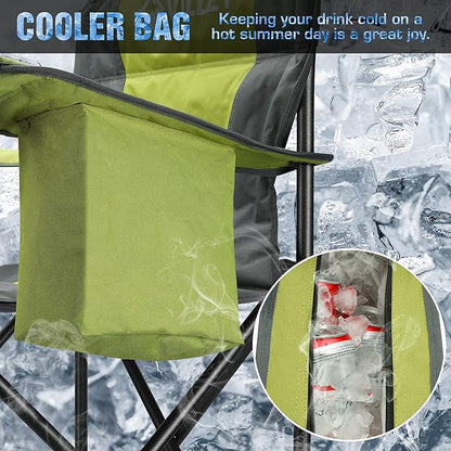 VILLEY Camping Chair, Oversized Folding Camp Chair, Portable Outdoor Chairs Support 400 LBS with