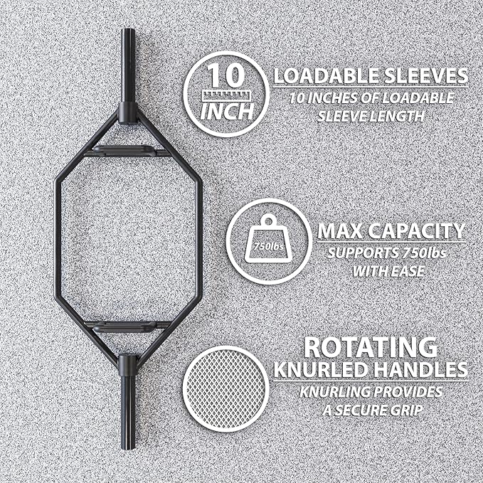 Synergee 20kg and 25kg Chrome or Black Olympic Hex Barbell Trap Bar with Rotating, Flat or Raised