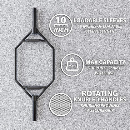 Synergee 20kg and 25kg Chrome or Black Olympic Hex Barbell Trap Bar with Rotating, Flat or Raised