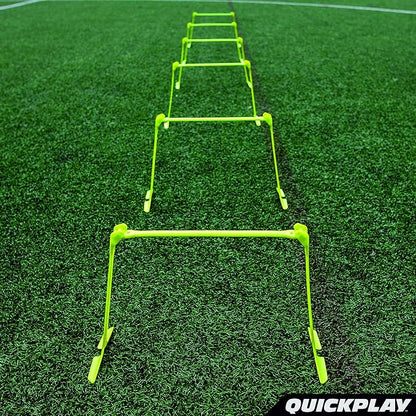 QUICKPLAY PRO Quick-Click Adjustable Speed Hurdles, Set of 6 | 3 Heights in One (6", 9", 12") |