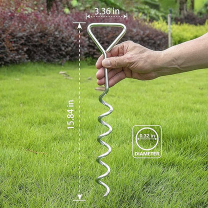 Trampoline Stakes Heavy Duty Strong and Galvanized Steel Corkscrew High Wind Anchor Kit for