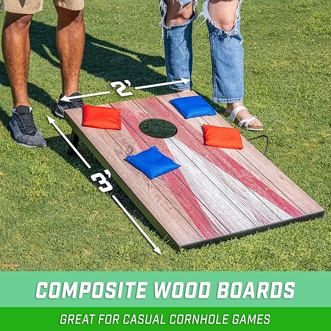 GoSports 3 x 2 ft Cornhole Board Set - Portable Outdoor Toss Game for Adults & Family - Includes