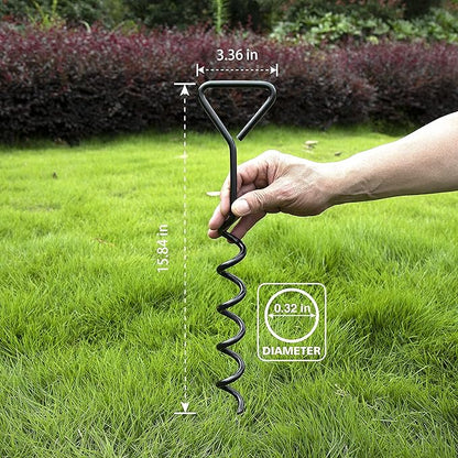 Trampoline Stakes Heavy Duty Strong and Galvanized Steel Corkscrew High Wind Anchor Kit for