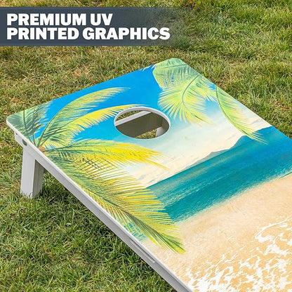 GoSports 4 x 2 ft Resort Collection All Weather Cornhole Boards - Choose Rustic, Beach, White DIY