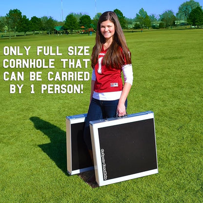 GoSports 4 x 2 ft Aluminum Cornhole Game Sets – Choose LED Lights or Standard - Set Includes 2