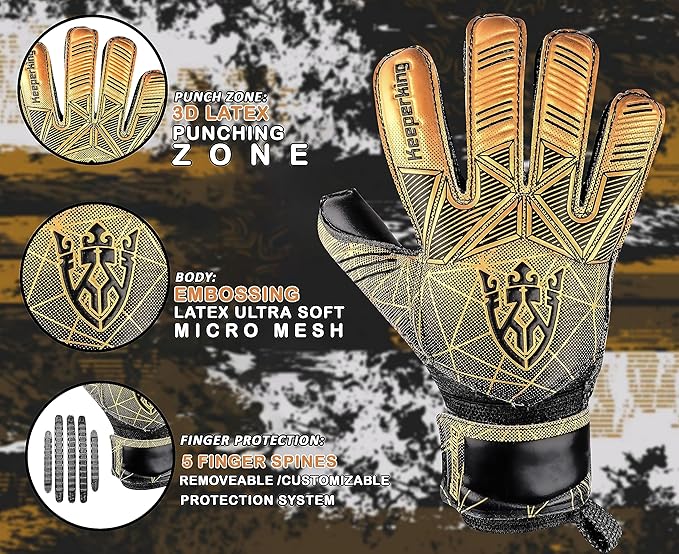 Soccer Goalie Goalkeeper Gloves for Kids Boys Youth & Adult,Latex Strong Grip Palms with Removable
