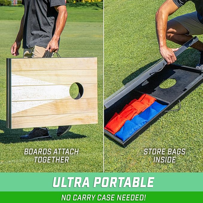 GoSports 3 x 2 ft Cornhole Board Set - Portable Outdoor Toss Game for Adults & Family - Includes