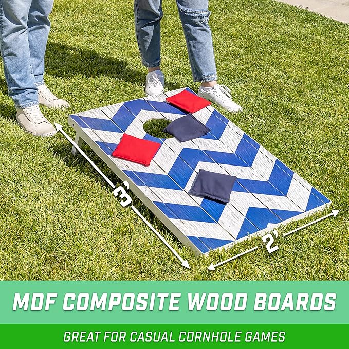 GoSports Portable Cornhole Sets, 8 Styles – Choose 4 x 2 ft or 3 x 2 ft - Boards Include 8 Bean