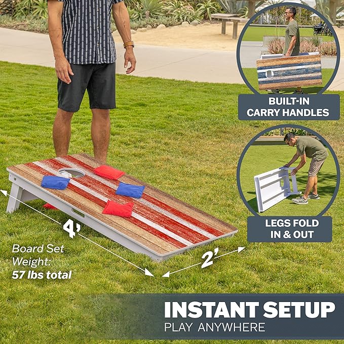GoSports 4 x 2 ft Resort Collection All Weather Cornhole Boards - Choose Rustic, Beach, White DIY