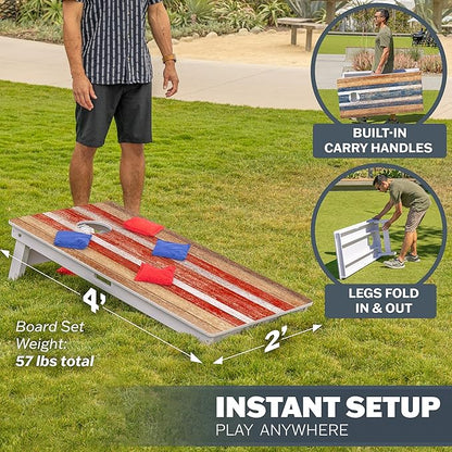 GoSports 4 x 2 ft Resort Collection All Weather Cornhole Boards - Choose Rustic, Beach, White DIY