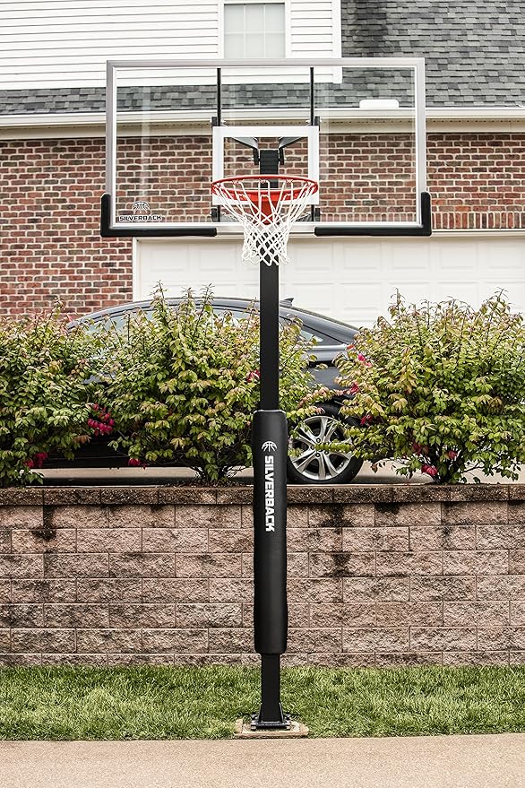 Silverback In-Ground Basketball Hoops, Adjustable Height Tempered Glass Backboard and Pro-Style