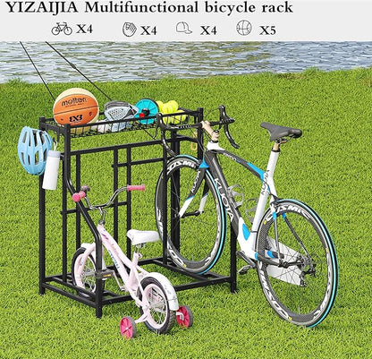 Bike Rack Storage Stand Organizer Floor Holds 3 Bicycle Parking Freestanding Adjustable Garage