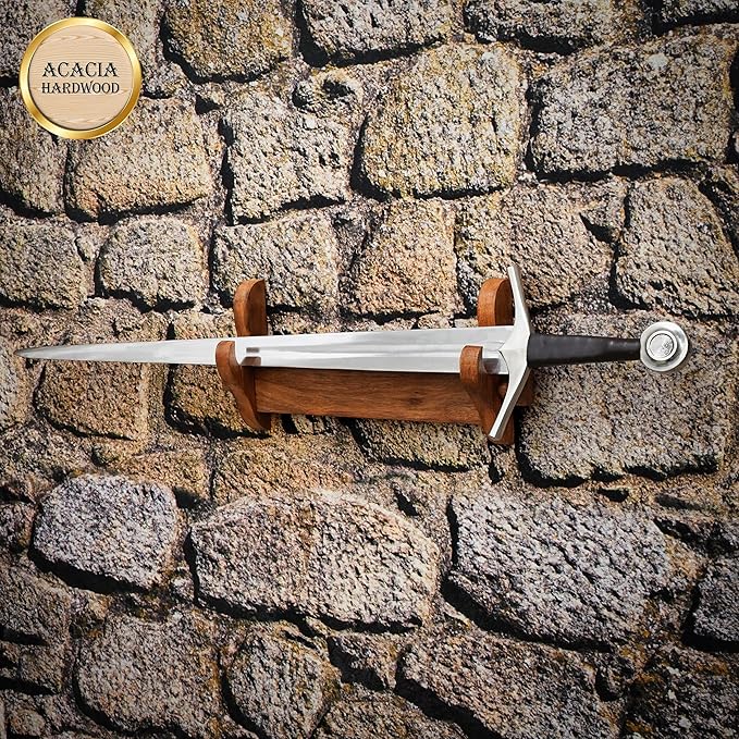 Mythrojan Solid Wood Sword Stand Medieval Sword Wall Mount Samurai Sword Display Stand Katana Sword