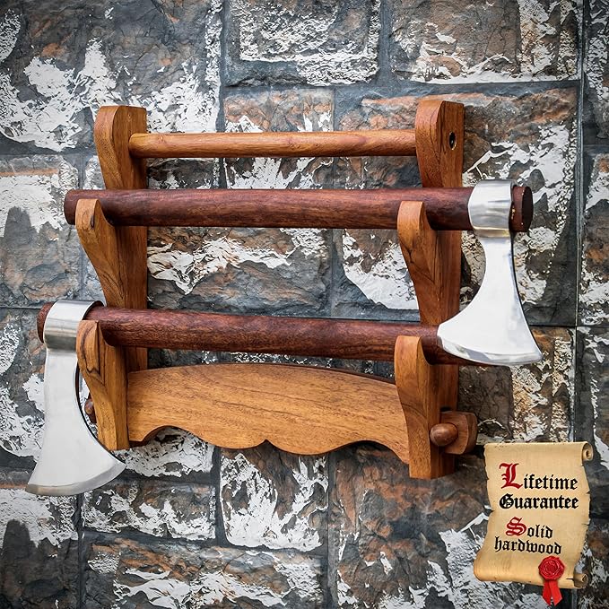 Mythrojan Solid Wood Sword Stand Medieval Sword Wall Mount Samurai Sword Display Stand Katana Sword