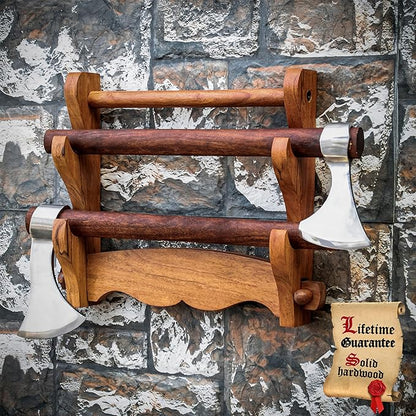 Mythrojan Solid Wood Sword Stand Medieval Sword Wall Mount Samurai Sword Display Stand Katana Sword