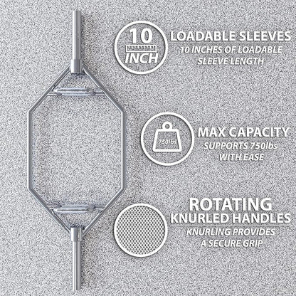 Synergee 20kg and 25kg Chrome or Black Olympic Hex Barbell Trap Bar with Rotating, Flat or Raised