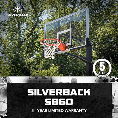 Silverback In-Ground Basketball Hoops, Adjustable Height Tempered Glass Backboard and Pro-Style