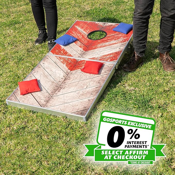 GoSports 4 x 2 ft Aluminum Cornhole Game Sets – Choose LED Lights or Standard - Set Includes 2