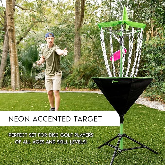 Franklin Sports Disc Golf Baskets - Portable Disc Golf Target with Chains Included - Disc Golf