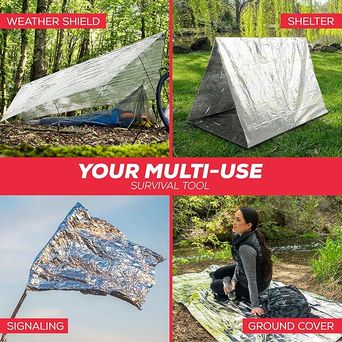 Mart Cobra Emergency Blanket 25-Pack Space Mylar Blankets Survival Gear and Supplies Reusable