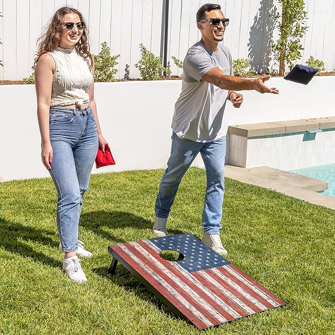 GoSports Portable Cornhole Sets, 8 Styles – Choose 4 x 2 ft or 3 x 2 ft - Boards Include 8 Bean