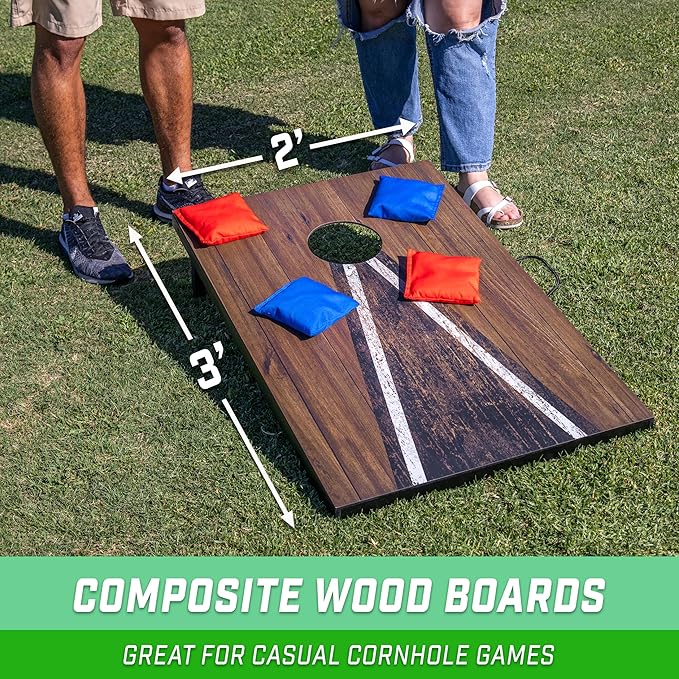 GoSports 3 x 2 ft Cornhole Board Set - Portable Outdoor Toss Game for Adults & Family - Includes