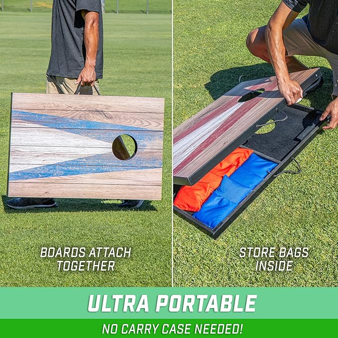 GoSports 3 x 2 ft Cornhole Board Set - Portable Outdoor Toss Game for Adults & Family - Includes