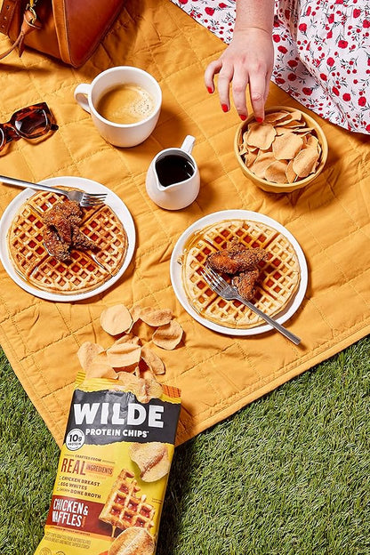 WILDE Chicken & Waffles Protein Chips, Thin and Crispy, High Protein, Keto, Made with Real