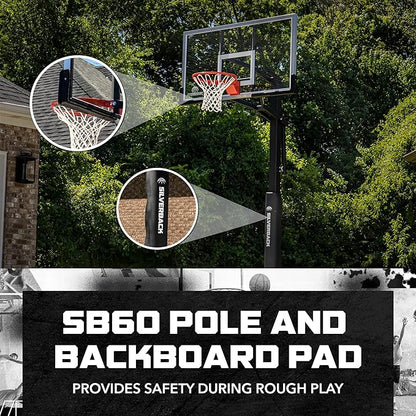 Silverback In-Ground Basketball Hoops, Adjustable Height Tempered Glass Backboard and Pro-Style