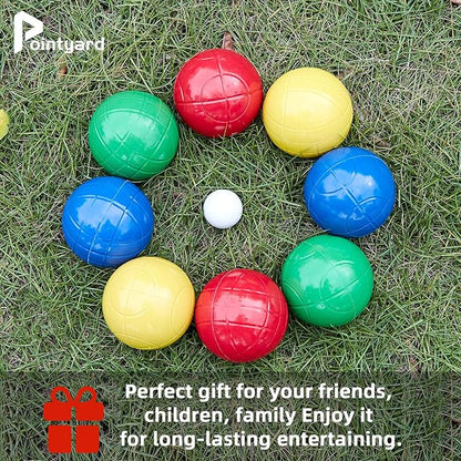 Pointyard 100mm Bocce Ball Set, Regulation Bocci Ball Set with 8 PE Bocce Balls/1 Pallino/Carrying