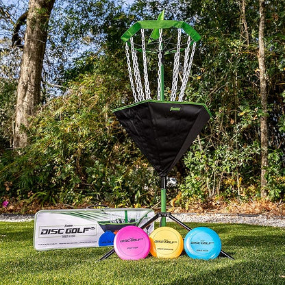 Franklin Sports Disc Golf Baskets - Portable Disc Golf Target with Chains Included - Disc Golf Basket Stand Equipment for Hole + Course Creation