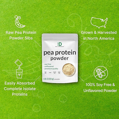 Unflavored Pea Protein Powder, 5lbs ??Premium North American Grown Peas ??Easily Digested Isolate
