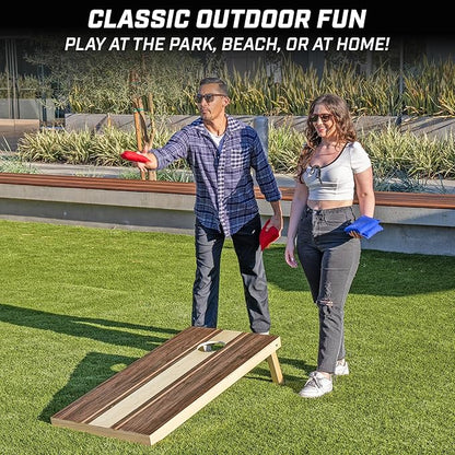 GoSports 4 x 2 ft Regulation Size Wood Cornhole Boards - 10 Vintage Wood Designs (Choose Your Style)