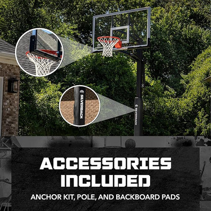 Silverback In-Ground Basketball Hoops, Adjustable Height Tempered Glass Backboard and Pro-Style